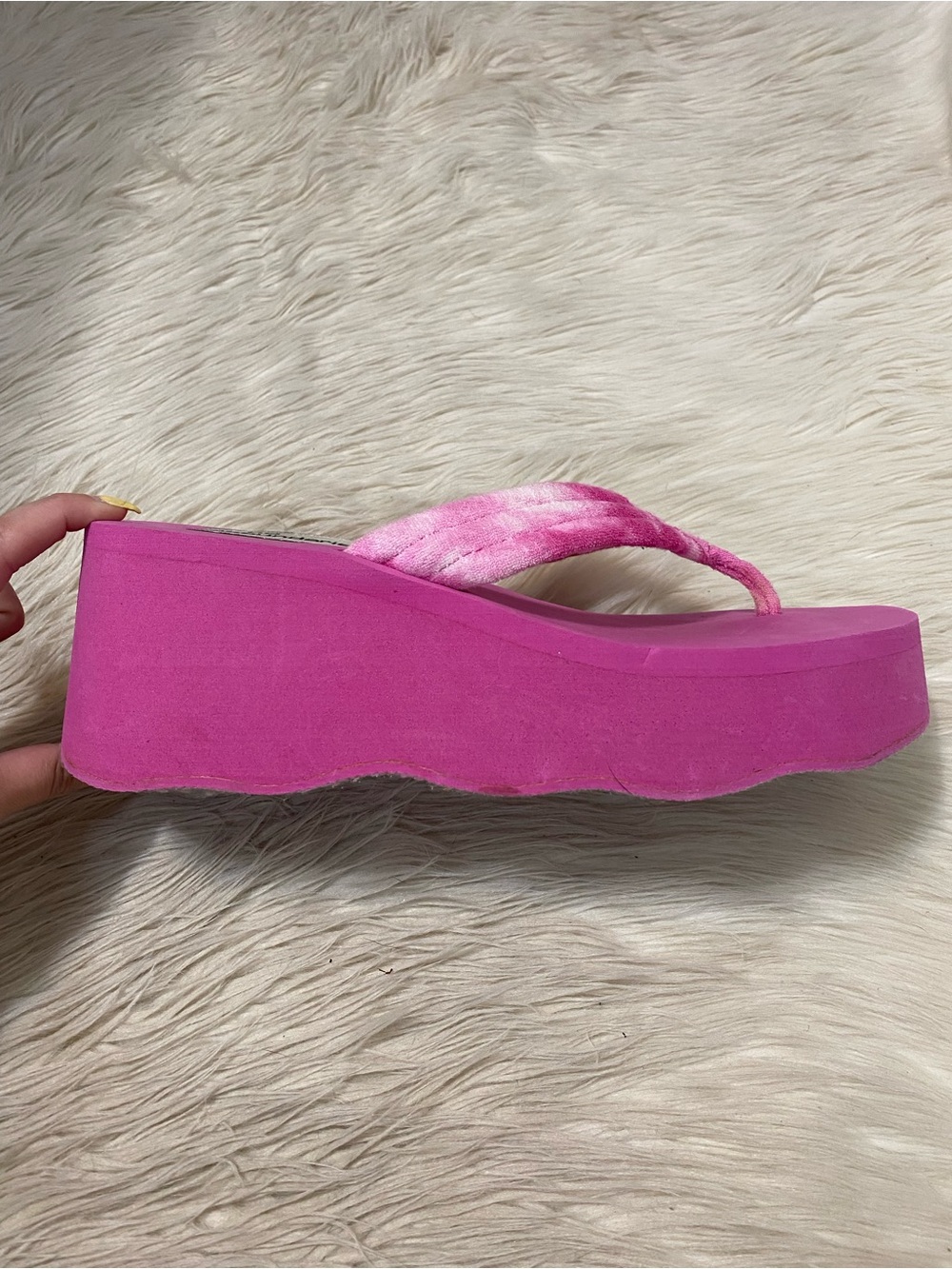 Y2K No Boundaries Hot Pink Platform Flip Flops 2000s Sandals 11 Lizzie Mcquire - Picture 6 of 9